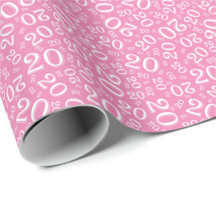 20. Geburtstag Pink & White Zahlenmuster 20 Geschenkpapier