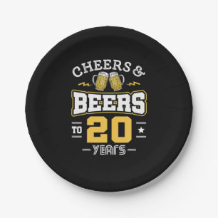 20. Geburtstag Prost und Bier Geburtstag Pappteller
