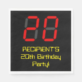 20. Geburtstag: Red Digital Clock Style "20" + Nam Serviette