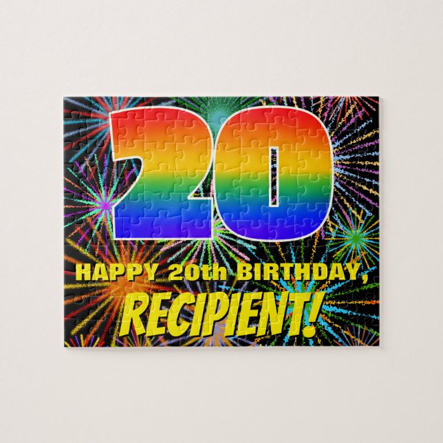 20. Geburtstag: Spaß, bunte feierliche Feuerwerke (Horizontal)
