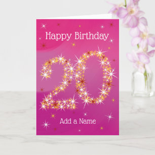 20. Geburtstag - Startnummern - Rosa - Alter 20 Karte