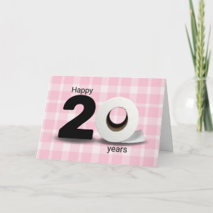 20. Geburtstag Toilettenpapierrolle auf Karo Karte
