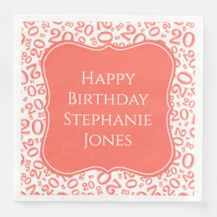 20. Geburtstagskoral Random Number Pattern Serviette