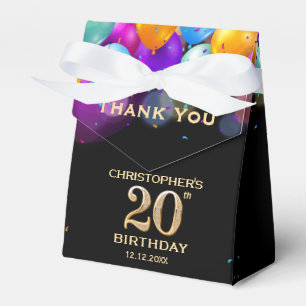20. Geburtstagsparty Black and Gold Ballons Geschenkschachtel