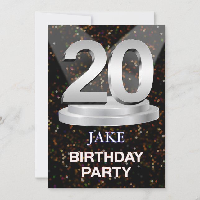 20. Geburtstagsparty Einladung einen Namen hinzufü (Vorderseite)