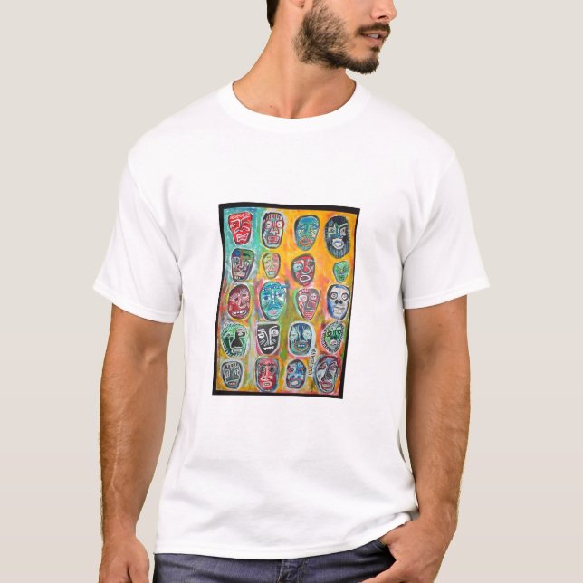 20 Gesichter T-Shirt (Vorderseite)