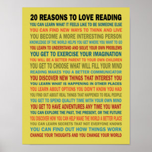 20 Gründe für die Liebe Bücher lesen Poster