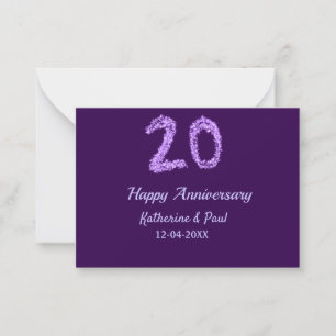 20. Happy Jubiläum Pärchenname Datum lila Mitteilungskarte