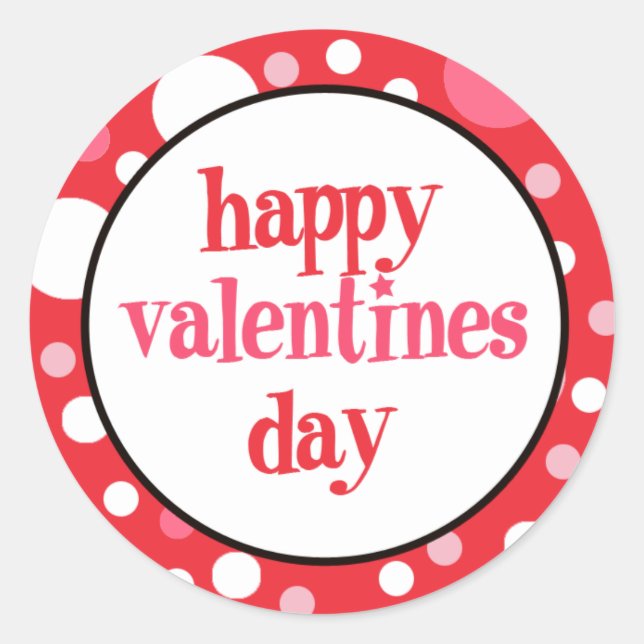 20 Happy Valentines Day Cupcake Toppers Runder Aufkleber (Vorderseite)