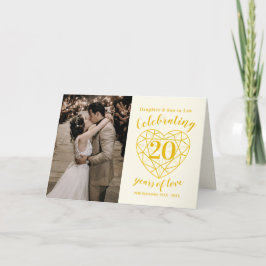20. Hochzeit Jubiläum goldenes Herz Karte