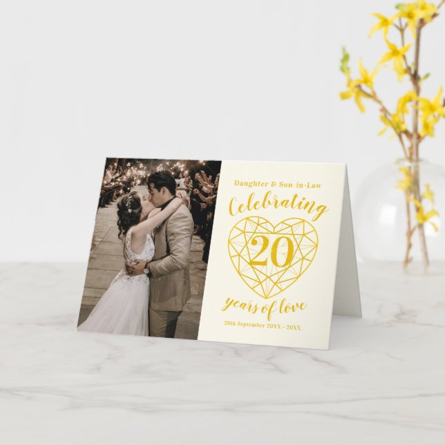 20. Hochzeit Jubiläum goldenes Herz Karte (Gelbe Blume)