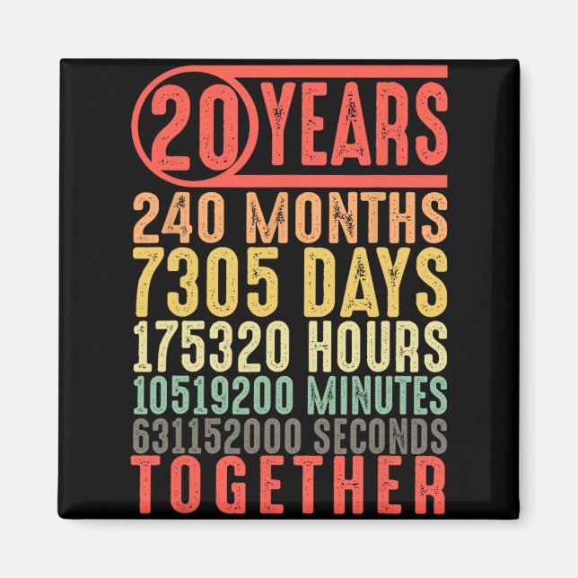 20. Hochzeit Jubiläum Ihm ihre Matching Paare Magnet (Vorne)