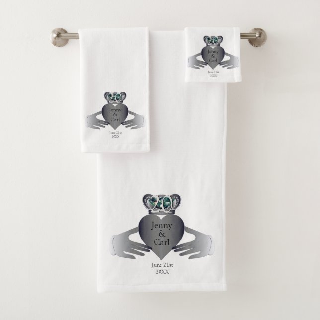 20. Hochzeitstag Claddaugh  Badhandtuch Set (Insitu)