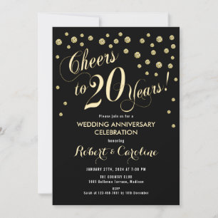 20. Hochzeitstag Einladung - Schwarz & Gold