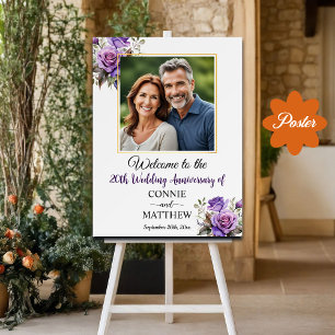20. Hochzeitstag Gold Frame Lila Rose Poster