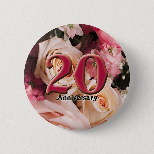 20. Hochzeitstag-Knöpfe Button (Vorderseite)