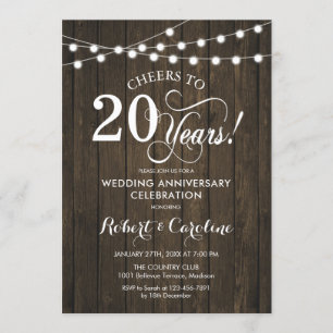 20. Hochzeitstag - Rustikales Holz Einladung