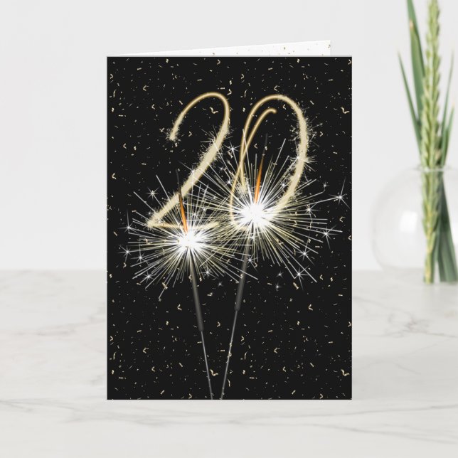 20. Hochzeitstag Sparkler Karte (Vorderseite)