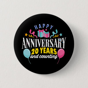 20. Hochzeitstag T - Shirt für Paare 20 Jahre Button