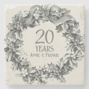 20. Hochzeitstag vintage antik stilvoll Steinuntersetzer