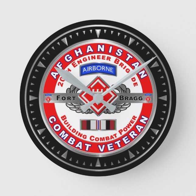 20. Ingenieur Brigade Afghanistan Veteran Runde Wanduhr (Vorderseite)