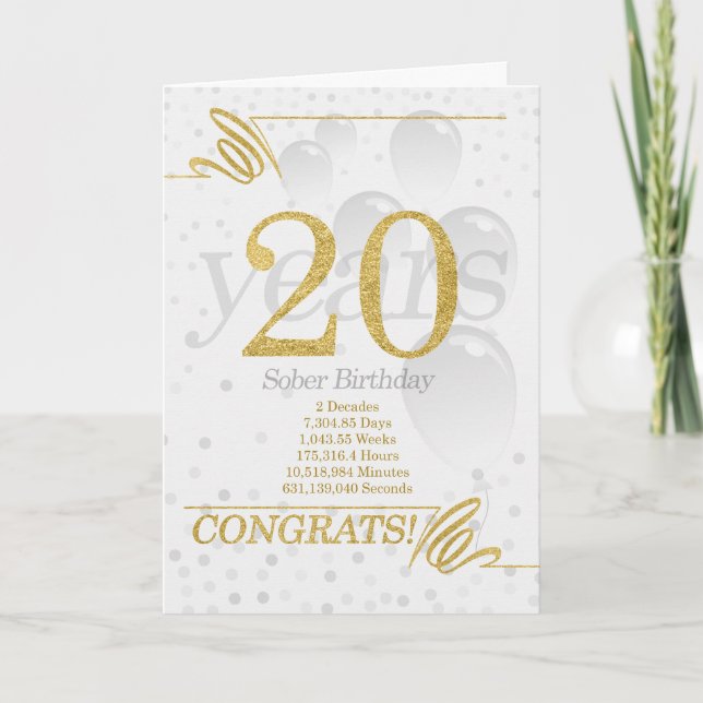 20 Jahre Besonnene Imitate Gold Glitzer Karte (Vorderseite)