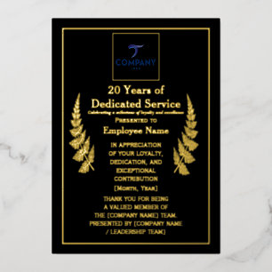 20 Jahre Dienstjubiläum - Sonderausgabe mit Folien Feiertagskarte