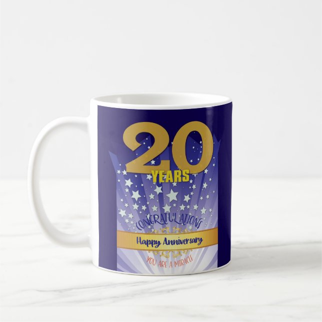 20 Jahre Erholung CUSTOM Jahrestag kühne Zahl Kaffeetasse (Links)