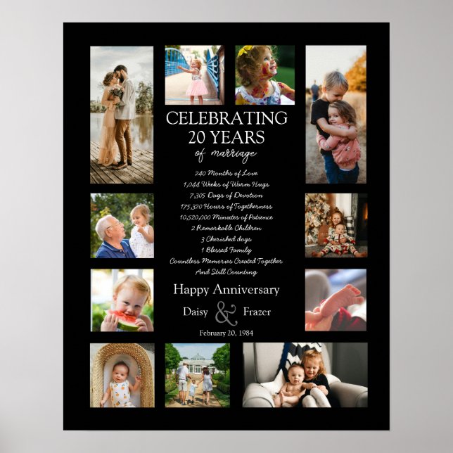 20 Jahre Hochzeitstag Foto Collage bearbeitbar Poster (Vorne)