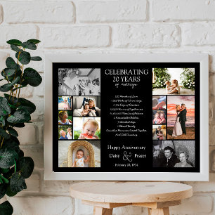 20 Jahre Hochzeitstag Foto Collage bearbeitbar Poster
