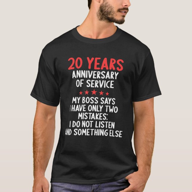 20 Jahre im Dienst 20 Jahre Od Service T-Shirt (Vorderseite)