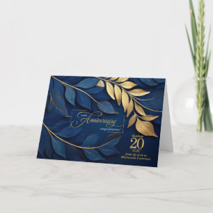 20 Jahre Mitarbeiterjubiläum Blue Botanical CUSTOM Karte