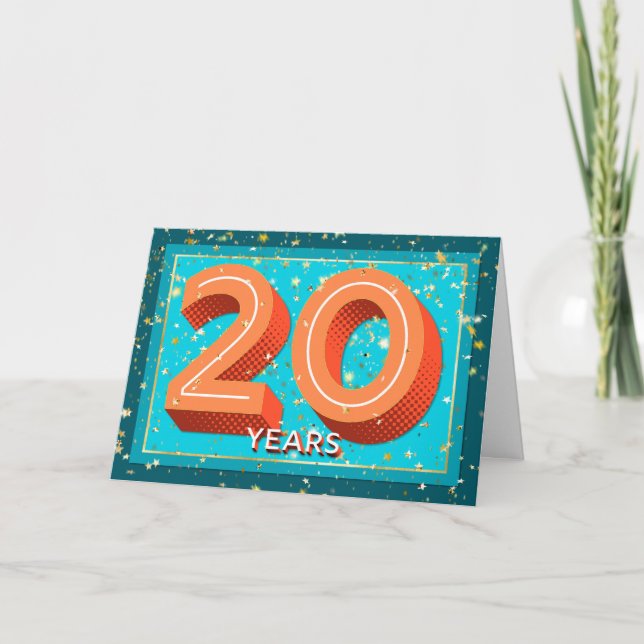 20 Jahre Mitarbeiterjubiläum - kühne Zahlen Karte (Vorderseite)