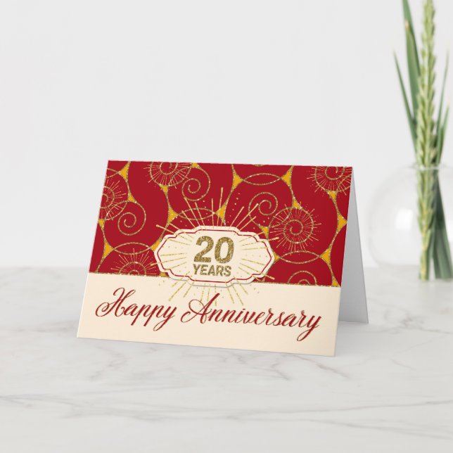 20 Jahre Mitarbeiterjubiläum - Rote Wirbel Karte (Vorderseite)