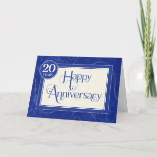 20 Jahre Mitarbeiterjubiläum - Text-Wirbel Blau Karte