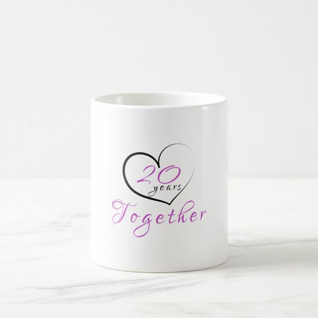 20. Jahrestag 20 Jahre zusammen Herz-Tassen- Kaffeetasse (Mittel)