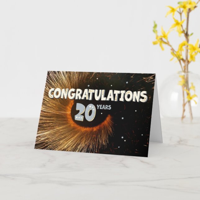 20-jähriges Swirl und Stars Karte (Gelbe Blume)