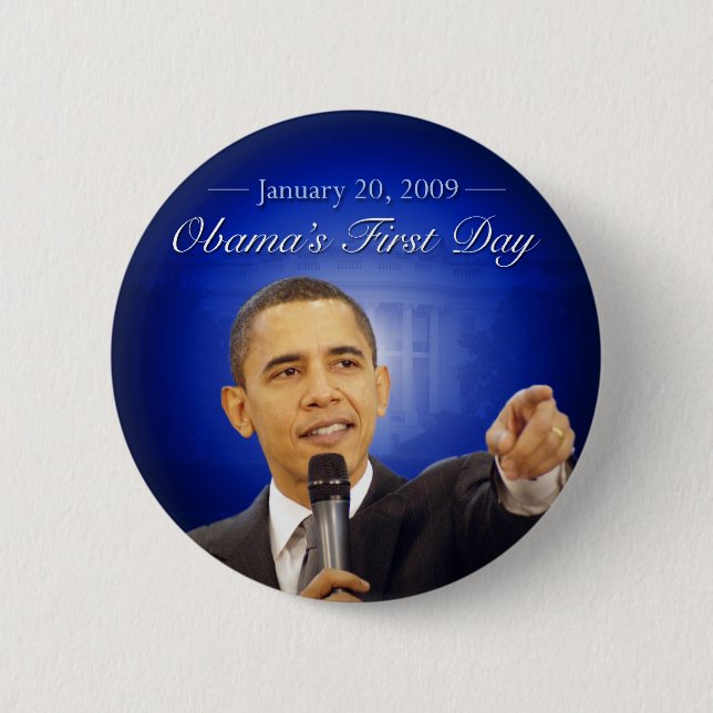 20. Januar: Obamas erster Tagesknopf Button (Vorderseite)