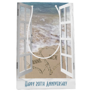 20. Jubiläum Beach Hearts Medium Geschenktasche Mittlere Geschenktüte