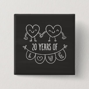 20. Jubiläum Geschenk Chalk Herzen Button