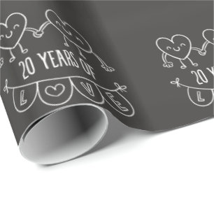 20. Jubiläum Geschenk Chalk Herzen Geschenkpapier