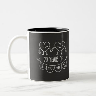 20. Jubiläum Geschenk Chalk Herzen Zweifarbige Tasse
