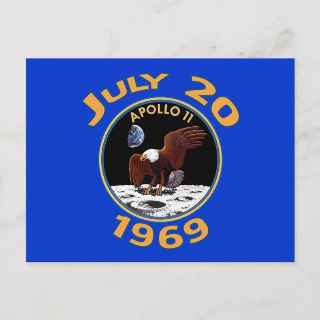 20. Juli 1969 Apollo 11 Mission zum Mond Postkarte (Vorderseite)