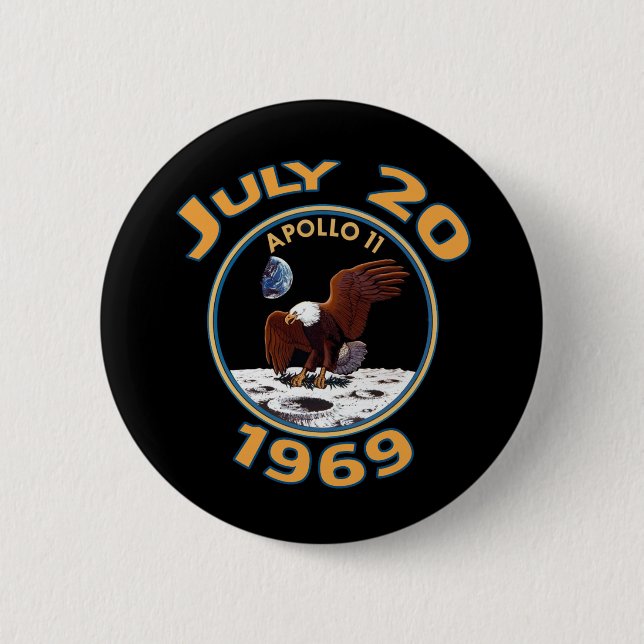 20. Juli 1969 Auftrag Apollo 11 zum Mond Button (Vorderseite)