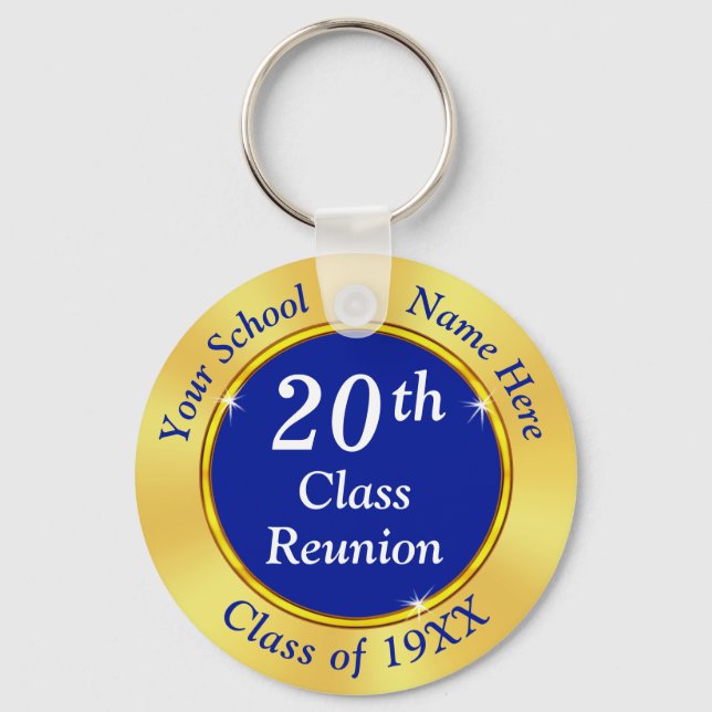 20. Klasse Wiedersehen Geschenke. Royal Blue, Gold Schlüsselanhänger (Vorderseite)