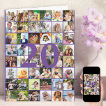 20. oder 48. Lebensalter FotoCollage Big Birthday  Karte<br><div class="desc">Fotovorlage große Geburtstagskarte, die Sie für jedes Alter anpassen können und bis zu 48 verschiedene Fotos hinzufügen können. Das Beispiel ist für einen 20. Geburtstag, den Sie bearbeiten können, und Sie können auch die Nachricht im Inneren personalisieren und das Jahr auf der Rückseite aufzeichnen. Die Fotovorlage ist für Sie bereit,...</div>