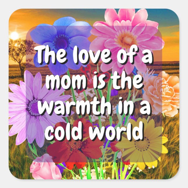 (20 pcs) Citation mère florale | Stickers Love Mom (Devant)