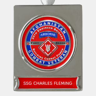 20. Pionierbrigade Afghanistan Veteran Banner-Ornament Silber