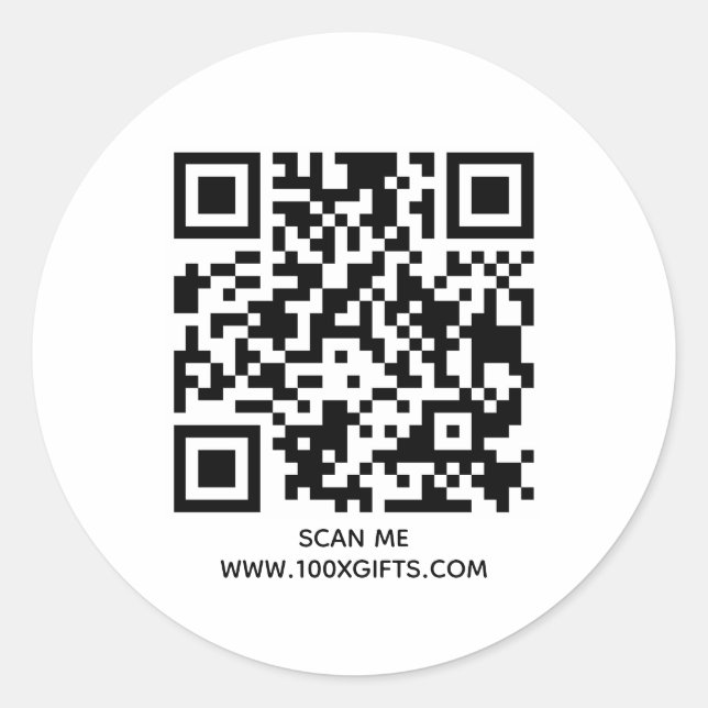 20 QR-CODE-TEXTSTECKER - HIER KOSTENLOSE GENERATOR RUNDER AUFKLEBER (Vorderseite)