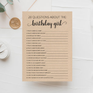 20 Questions sur la carte d'anniversaire pour fill